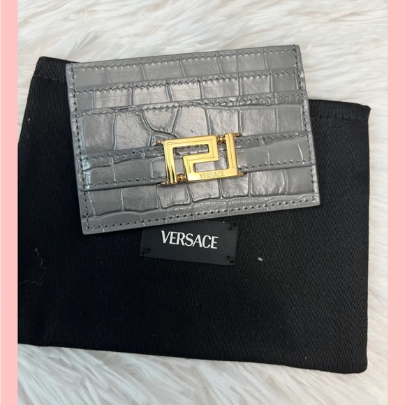 ❌SOLD❌AUTHENTIC VERSACE CROC EMBOSSED GRECA GODDESS CARD HOLDER GRAY - NEW - Picture 3 of 8